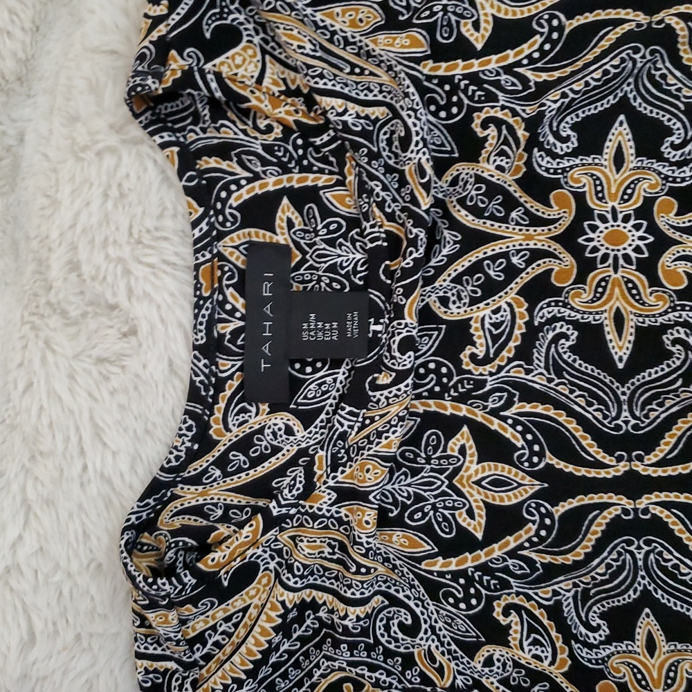 Tahari Black Gold Paisley Dress M - Picture 4 of 11